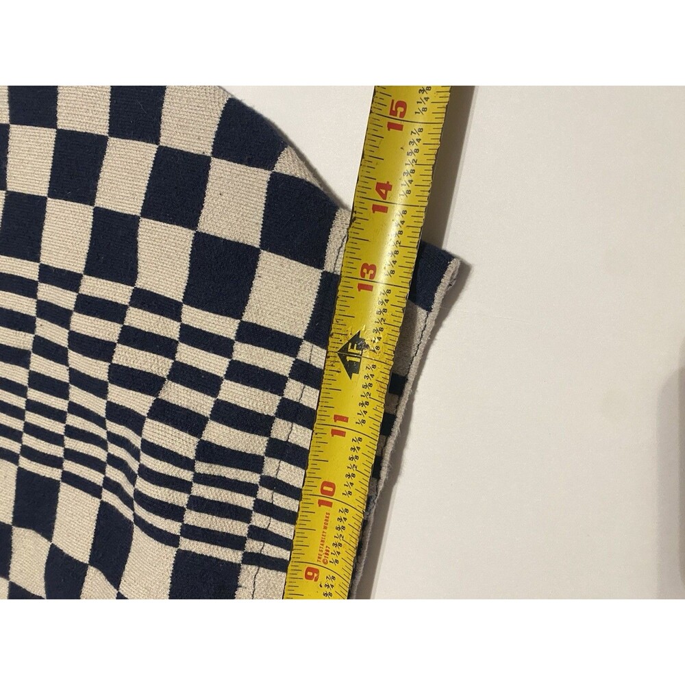 Mini Stretch Skirt Navy Blue Cream Checked Layer Grunge Edgy Y2K Skater Size M - Picture 6 of 6